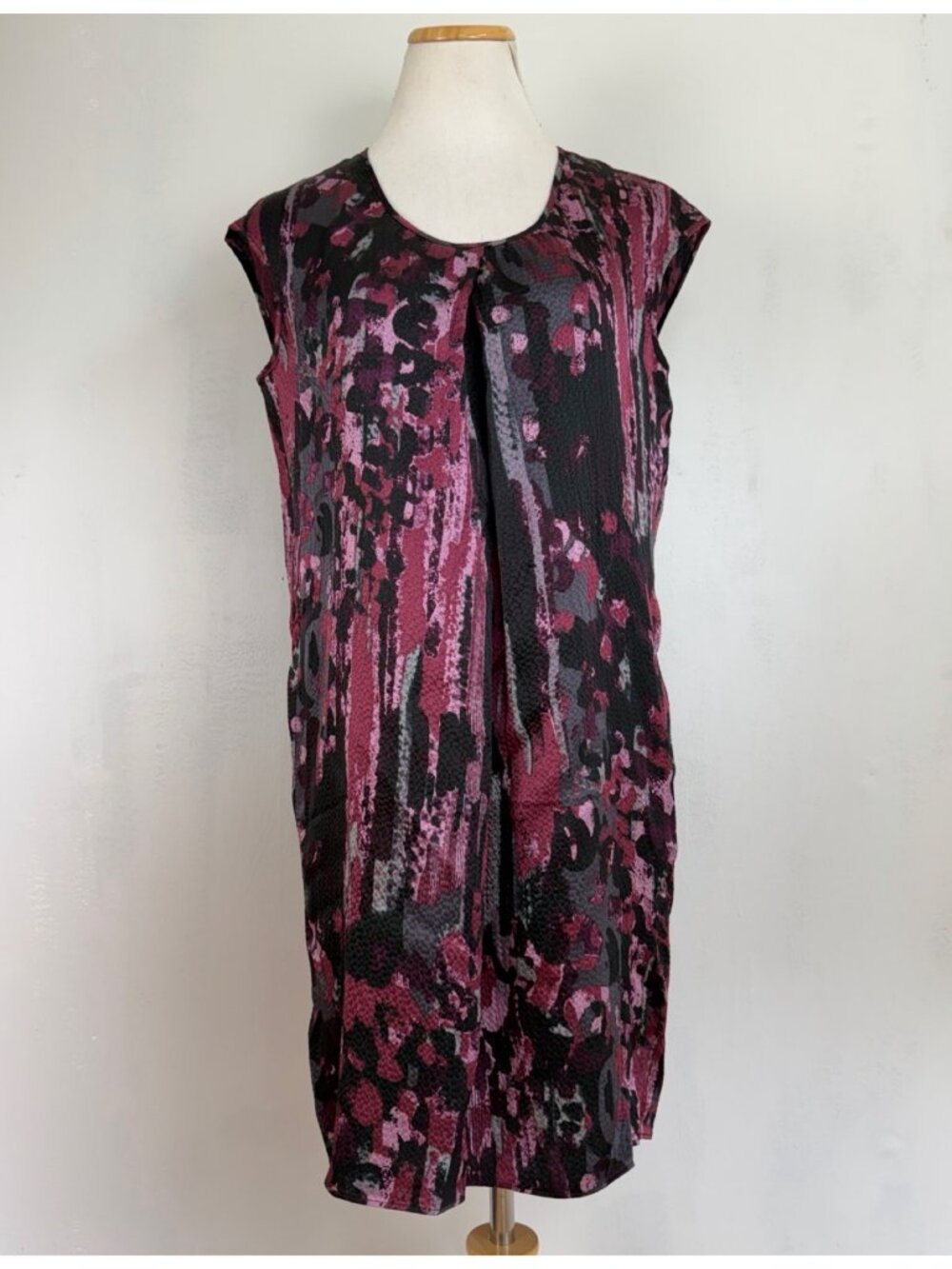 Ann Taylor Dress Size Small NWT 100% Silk Purple Abstract Art Print Shift Mini